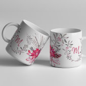 クリスマスファミリーのモノグラム水の色ポインセチア コーヒーマグカップ