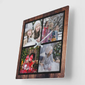 クリスマスファミリーの写真コラージュを作成 スクエア壁時計 (傾斜)
