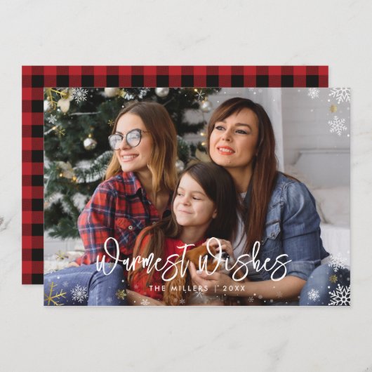 クリスマスファミリーの写真温かい願い シーズンカード (正面/裏面)