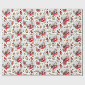 クリスマスファミリーの写真赤い白いパーティー ラッピングペーパー (フラット)