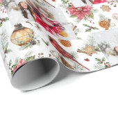 クリスマスファミリーの写真赤い白いパーティー ラッピングペーパー (ロールコーナー)