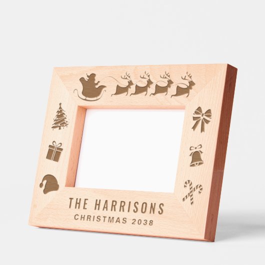 クリスマスファミリーの写真 レーザー彫刻フレーム (左)