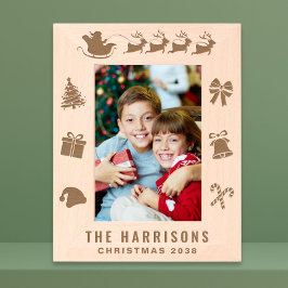 クリスマスファミリーの写真 レーザー彫刻フレーム