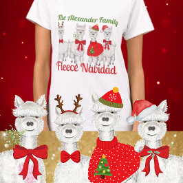 クリスマスファミリーアルパカフリースナビダッド Tシャツ