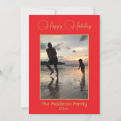 クリスマスファミリーエレガントフォトレッドメリー金ゴールド シーズンカード (正面)