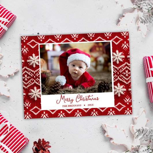 クリスマスファミリーエレガント写真 シーズンポストカード