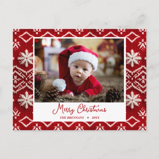 クリスマスファミリーエレガント写真 シーズンポストカード (正面)