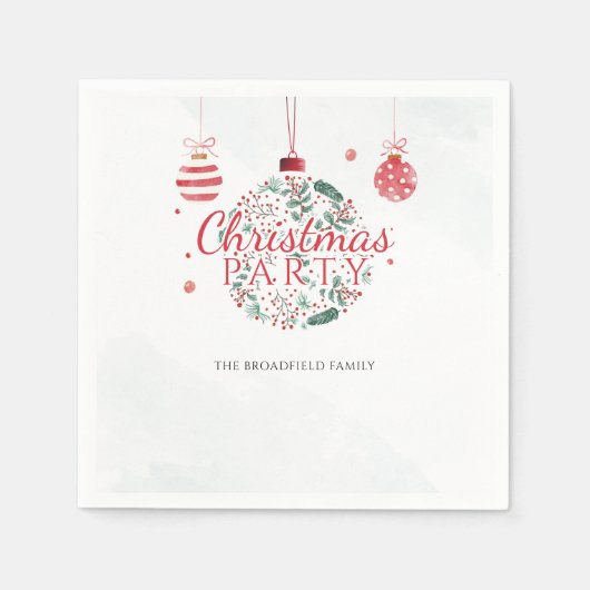 クリスマスファミリーギャザリングパーティー紙 スタンダードカクテルナプキン (正面)