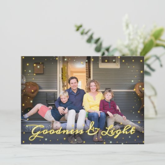 クリスマスファミリーシンプル写真の良さと明るさ シーズンカード (スタンド正面)
