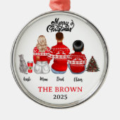 クリスマスファミリーステッカー | フェスティバルホリデーラベル メタルオーナメント (正面)