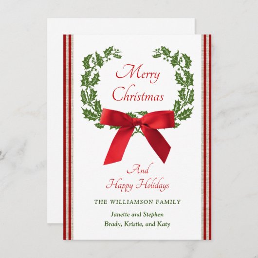 クリスマスファミリーネームフェスティバルホリーリースボウ シーズンカード (正面/裏面)