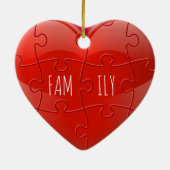 クリスマスファミリーパズルハート(名前付き) セラミックオーナメント (裏面)