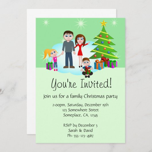 クリスマスファミリーパーティの招待状招待状 招待状 (正面/裏面)
