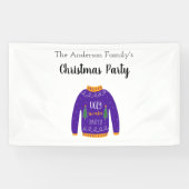 クリスマスファミリーパーティーの醜いセーター青い白 横断幕 (横)