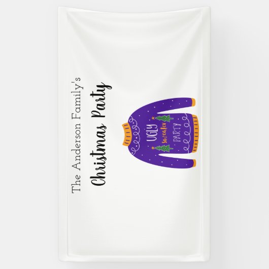 クリスマスファミリーパーティーの醜いセーター青い白 横断幕 (縦)