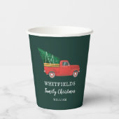 クリスマスファミリーパーティーホリデーレッドトラックカスタム 紙コップ (裏面)
