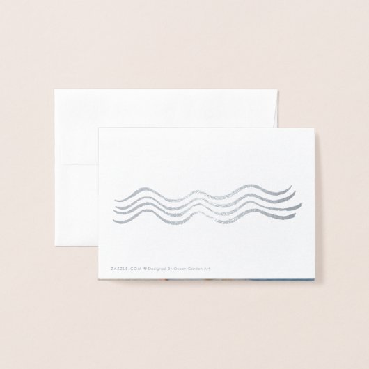 クリスマスファミリービーチフォトカード銀箔ミニ 箔カード (裏面封筒付き)