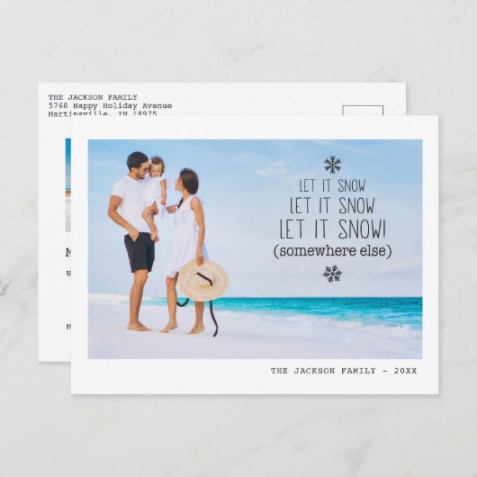 クリスマスファミリービーチ休暇おもしろい写真 シーズンポストカード (正面/裏面)