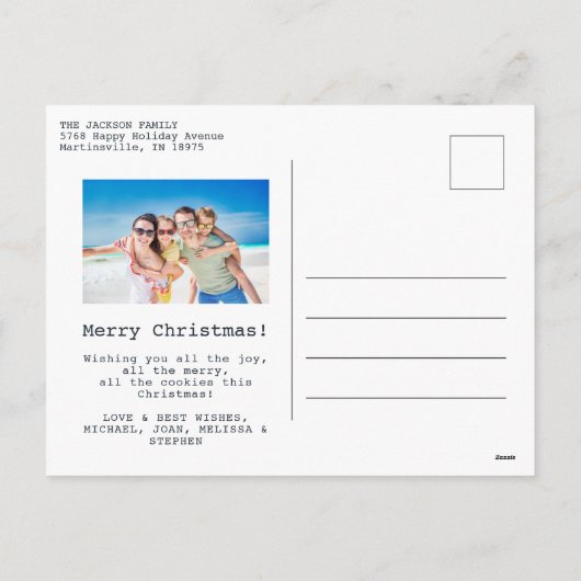 クリスマスファミリービーチ休暇おもしろい写真 シーズンポストカード (裏面)