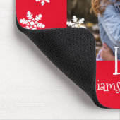 クリスマスファミリーフォトイヤー白いスノーフレーク赤 マウスパッド (コーナー)