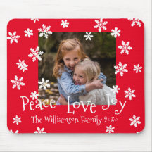 クリスマスファミリーフォトイヤー白いスノーフレーク赤