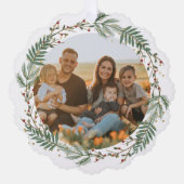 クリスマスファミリーフォトウォーターカラーリースファミリー オーナメントカード (正面)