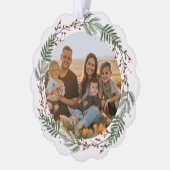 クリスマスファミリーフォトウォーターカラーリースファミリー オーナメントカード (左)