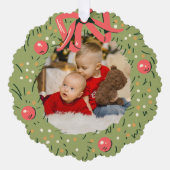 クリスマスファミリーフォトウォーターカラーリースファミリー オーナメントカード (正面)