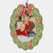 クリスマスファミリーフォトウォーターカラーリースファミリー オーナメントカード (左)