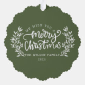 クリスマスファミリーフォトウォーターカラーリースファミリー オーナメントカード (裏面)