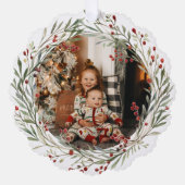 クリスマスファミリーフォトウォーターカラーリースファミリー オーナメントカード (正面)