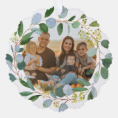 クリスマスファミリーフォトウォーターカラーリースファミリー オーナメントカード (正面)