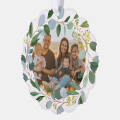 クリスマスファミリーフォトウォーターカラーリースファミリー オーナメントカード (左)