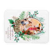 クリスマスファミリーフォトウォーターカラーリースホリー マグネット (横)