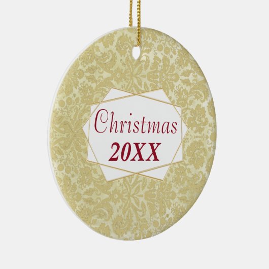 クリスマスファミリーフォトエイジングダマスクオーナメント セラミックオーナメント (右)