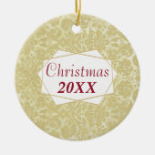 クリスマスファミリーフォトエイジングダマスクオーナメント セラミックオーナメント (正面)