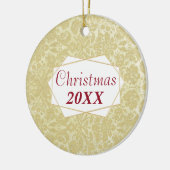 クリスマスファミリーフォトエイジングダマスクオーナメント セラミックオーナメント (左)