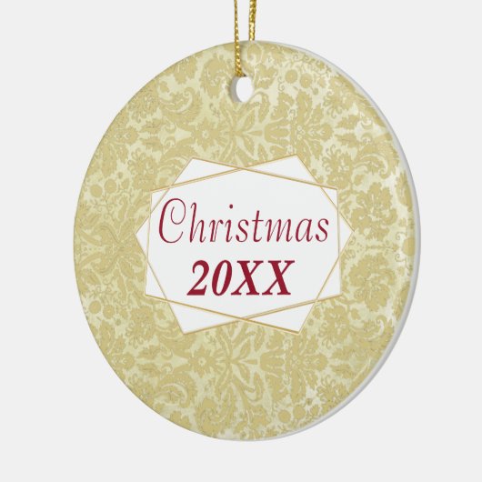 クリスマスファミリーフォトエイジングダマスクオーナメント セラミックオーナメント (左)