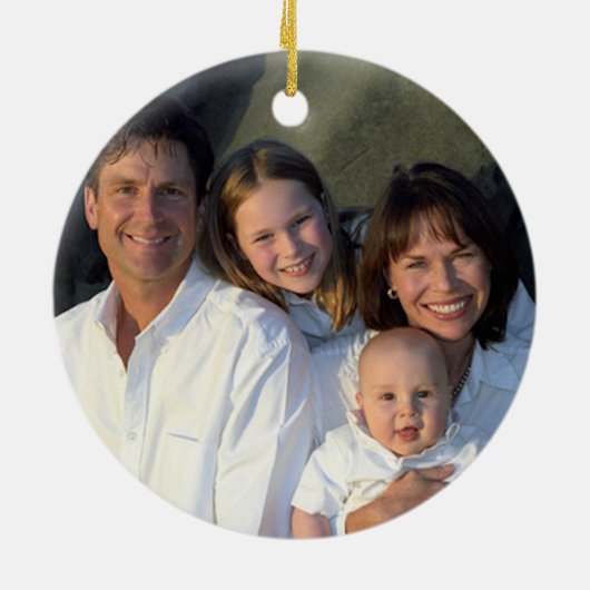 クリスマスファミリーフォトエイジングダマスクオーナメント セラミックオーナメント (裏面)