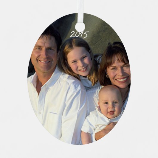 クリスマスファミリーフォトエイジングダマスクオーナメント メタルオーナメント (正面)