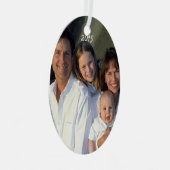 クリスマスファミリーフォトエイジングダマスクオーナメント メタルオーナメント (正面右)