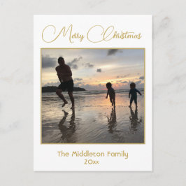 クリスマスファミリーフォトエレガント金ゴールドはがき シーズンポストカード