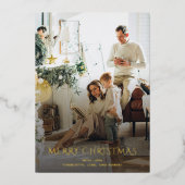 クリスマスファミリーフォトエレガント金ゴールド 箔シーズンカード (正面)