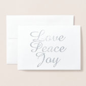 クリスマスファミリーフォトカードピース愛の喜び箔 箔カード (封筒付き正面)