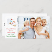 クリスマスファミリーフォトカード、雪だるま乗り シーズンカード (正面/裏面)