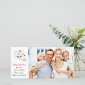 クリスマスファミリーフォトカード、雪だるま乗り シーズンカード (スタンド正面)