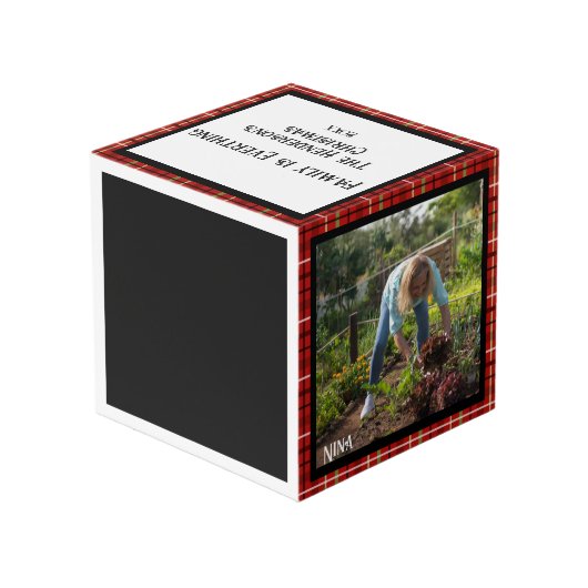 クリスマスファミリーフォトキューブ4写真、Plaid フォトキューブ (裏面アングル)