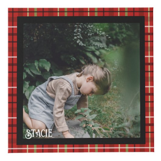 クリスマスファミリーフォトキューブ4写真、Plaid フォトキューブ (正面)