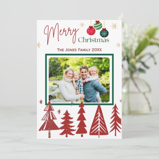 クリスマスファミリーフォトグリーティングカード シーズンカード (スタンド正面)