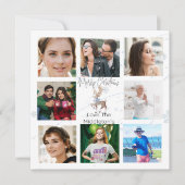 クリスマスファミリーフォトコラージブルーディアー シーズンカード (正面)